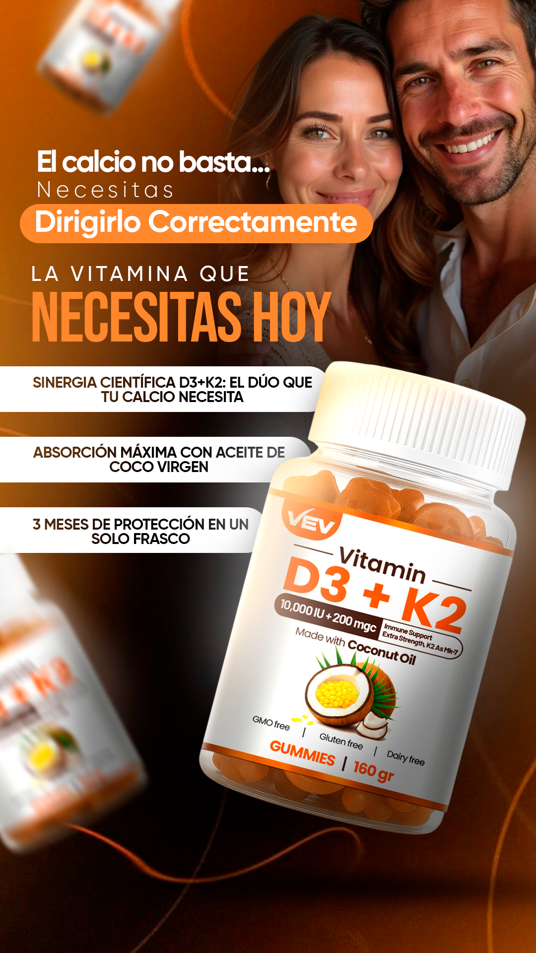 Vitamina D3 + K2 con aceite de COCO