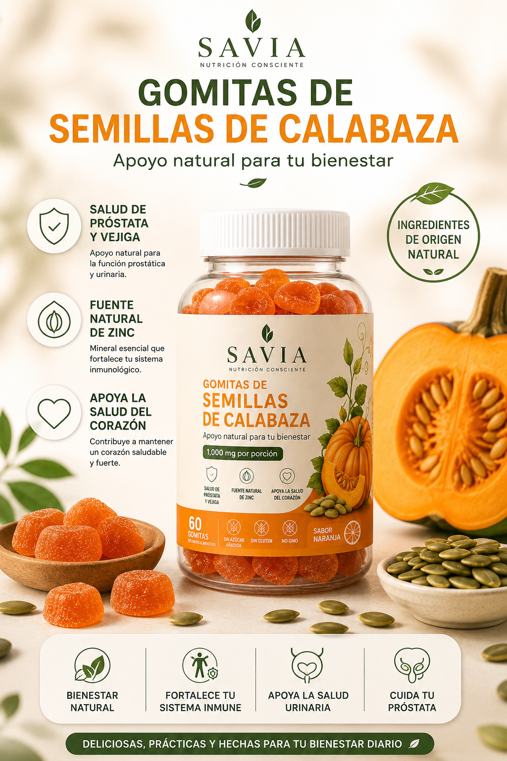 Gomitas semillas de calabaza savia